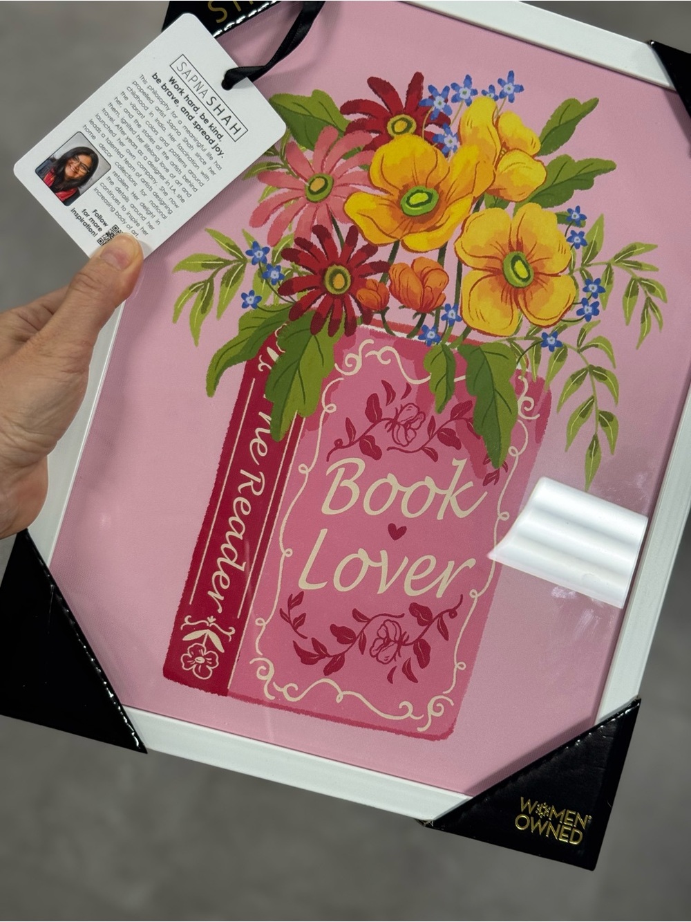 Book Lover Floral Wall Art - Pink